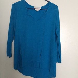 Blue long sleeve peasant top